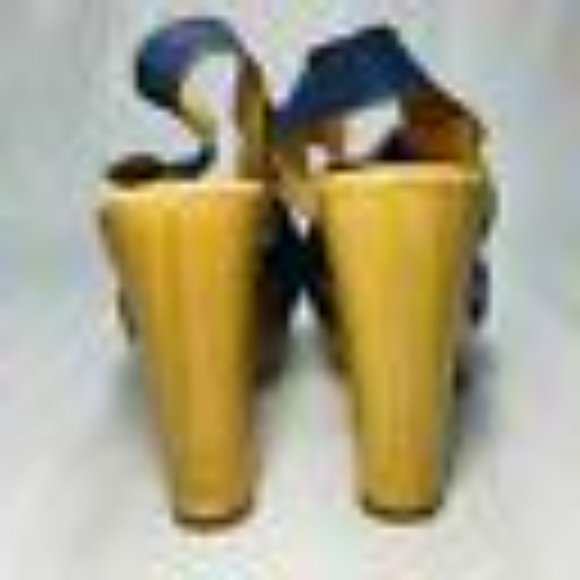 Kork by Kork-Ease Uma Blue F/G Platform Sandals Size 9 40.5 Navy Leather Wood - Picture 6 of 6